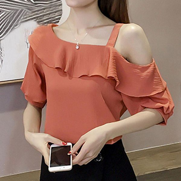 women's blouses & shirts one shoulder lady ruffles blouse women fashion summer casual chiffon, White
women's blouses & shirts one shoulder lady ruffles blouse women fashion summer casual chiffon, White