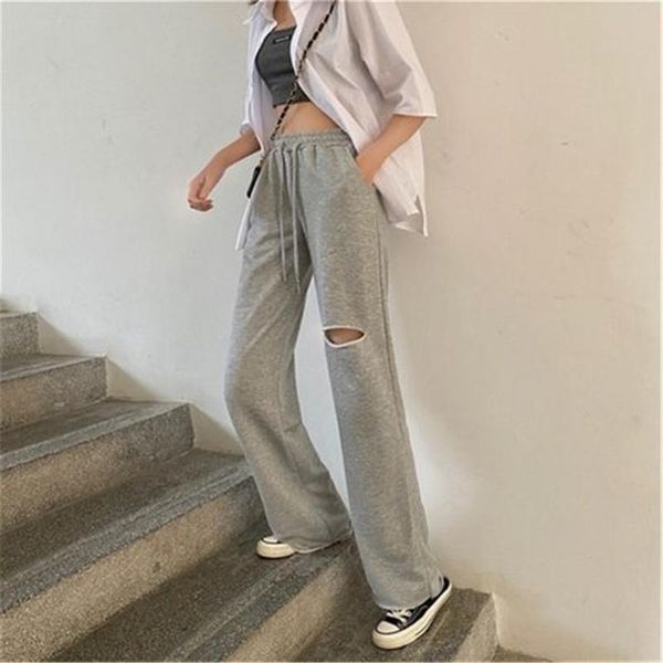 women's pants & capris women casual solid holes drawstring plus size 2xl loose trousers womens straight korean style pz3517, Black;white
women's pants & capris women casual solid holes drawstring plus size 2xl loose trousers womens straight korean style pz3517, Black;white