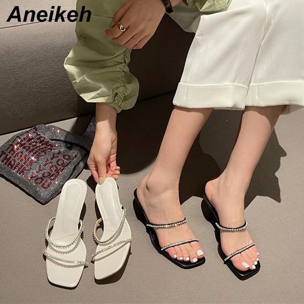 aneikeh summer fashion women's slippers bling metal decoration shallow pu slides solid outside thin heels white size 35-39, Black
aneikeh summer fashion women's slippers bling metal decoration shallow pu slides solid outside thin heels white size 35-39, Black