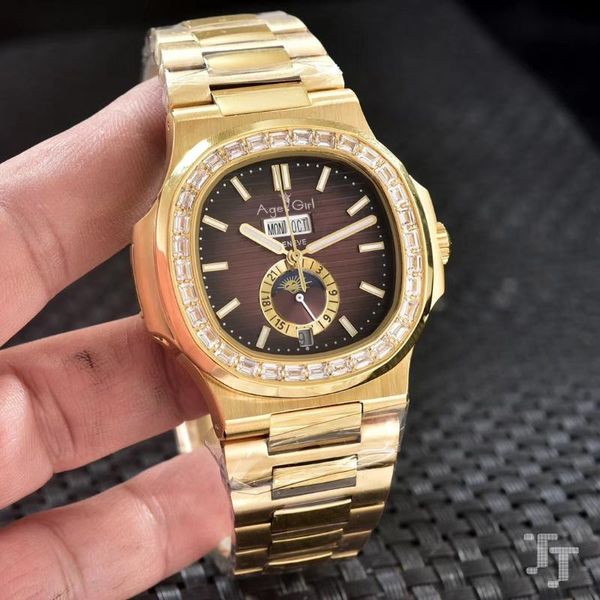 wristwatches men automatic mechanical watch stainless steel moonphase daydate sapphire gold diamond bezel dual time zone, Slivery;brown
wristwatches men automatic mechanical watch stainless steel moonphase daydate sapphire gold diamond bezel dual time zone, Slivery;brown