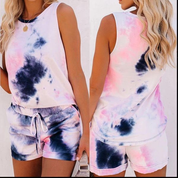 summer casual slim womens sleepwears round neck sleeveless shorts set pajamas polyester printed tie dye loose large size 2piece homewear, Black;red
summer casual slim womens sleepwears round neck sleeveless shorts set pajamas polyester printed tie dye loose large size 2piece homewear, Black;red