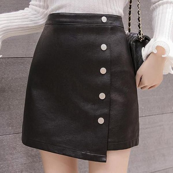 skirts silver button high waist short skirt women pu leather mini autumn winter female, Black
skirts silver button high waist short skirt women pu leather mini autumn winter female, Black