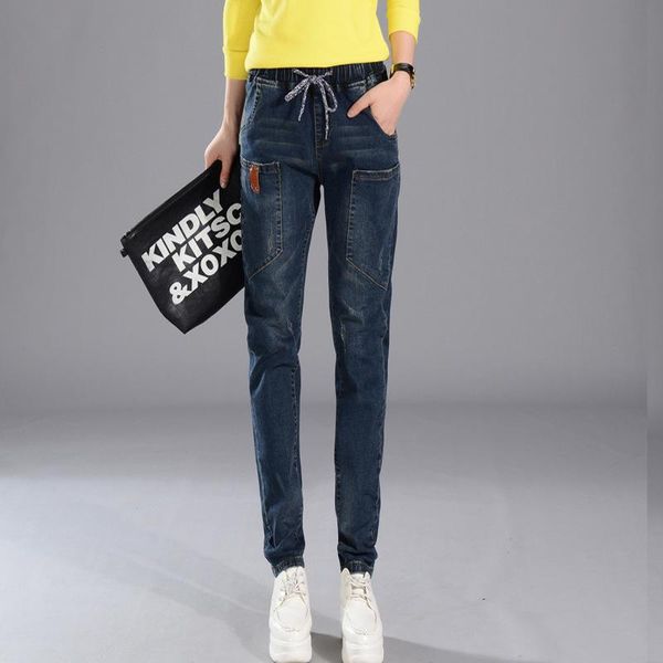 women's jeans est fashion elastic waist black korean mom high street plus size denim pants style, Blue
women's jeans est fashion elastic waist black korean mom high street plus size denim pants style, Blue