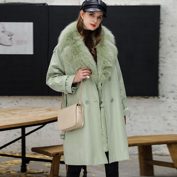 women's fur & faux fashion winter women real coat rex liner hair turn-down collar detachable warm mid-length parkas office lady, Black
women's fur & faux fashion winter women real coat rex liner hair turn-down collar detachable warm mid-length parkas office lady, Black