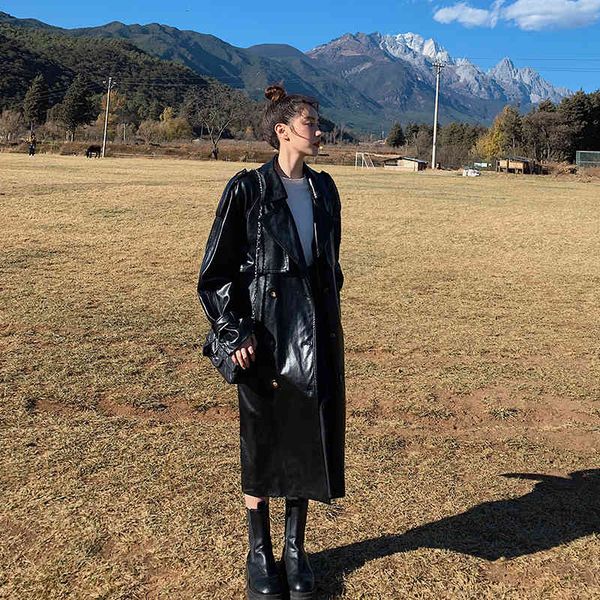 women's trench coats nova marca de moda oversize preto plutônio couro trench coat para senhora double-breasted longo com cinto feminino, Tan;black
women's trench coats nova marca de moda oversize preto plutônio couro trench coat para senhora double-breasted longo com cinto feminino, Tan;black