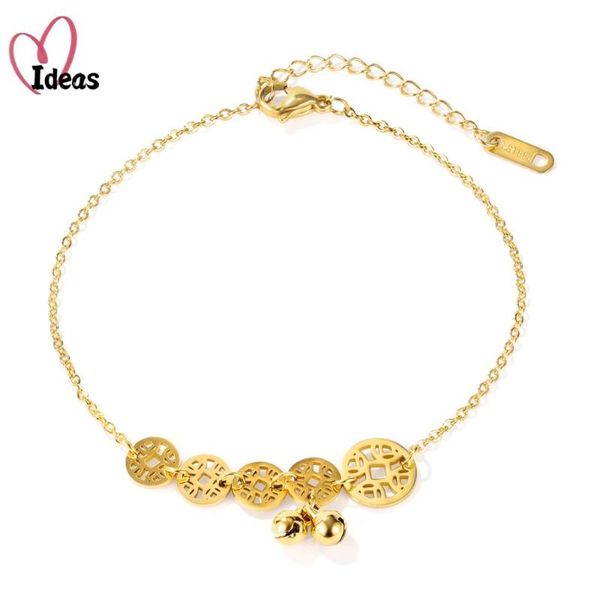 anklets gold color chinese ancient coin bells accessories for women stainless steel small bell link chain ankle bracelet, Red;blue
anklets gold color chinese ancient coin bells accessories for women stainless steel small bell link chain ankle bracelet, Red;blue
