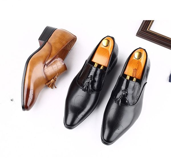 luxury pu leather shoe fashion men business dress loafers pointed toe oxford breathable formal wedding shoes, Black
luxury pu leather shoe fashion men business dress loafers pointed toe oxford breathable formal wedding shoes, Black