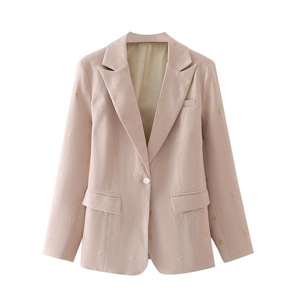 women's suits & blazers 2021 women fashion embroidery solid single button blazer with pockets long sleeve notched neck vintage female c, White;black
women's suits & blazers 2021 women fashion embroidery solid single button blazer with pockets long sleeve notched neck vintage female c, White;black