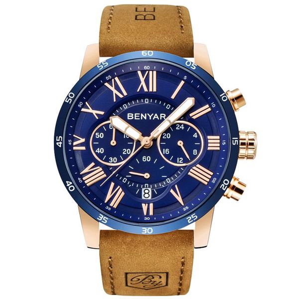 wristwatches 2021benyar fashion men watches quartz waterproof watch male chronograph leather wristwatch relogio masculino, Slivery;brown
wristwatches 2021benyar fashion men watches quartz waterproof watch male chronograph leather wristwatch relogio masculino, Slivery;brown