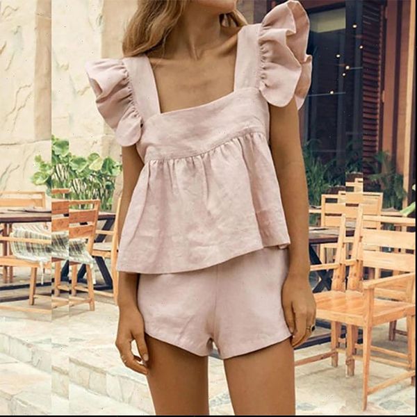 summer linen suit with womens tracksuits shorts butterfly sleeve square collar ruched wide leg england ladies sets, Gray
summer linen suit with womens tracksuits shorts butterfly sleeve square collar ruched wide leg england ladies sets, Gray