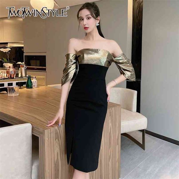 patchwork dress for women slash neck half sleeve off shoulder high waist side split midi dresses female summer 210520, Black;gray
patchwork dress for women slash neck half sleeve off shoulder high waist side split midi dresses female summer 210520, Black;gray