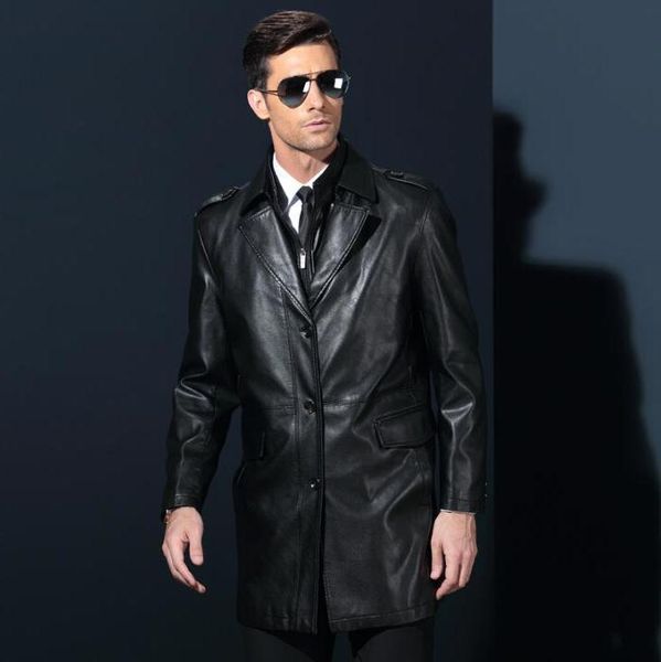 men's fur & faux autumn winter middle-aged jacket clothing long trench coat genuine leather jackets, Black
men's fur & faux autumn winter middle-aged jacket clothing long trench coat genuine leather jackets, Black