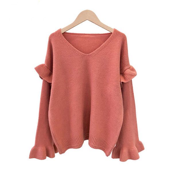 h.sa women korean oversized sweater and pullovers v neck ruffles butterfly sleeve harajuku chic sweater jumpers casaco feminino 210716, White;black
h.sa women korean oversized sweater and pullovers v neck ruffles butterfly sleeve harajuku chic sweater jumpers casaco feminino 210716, White;black