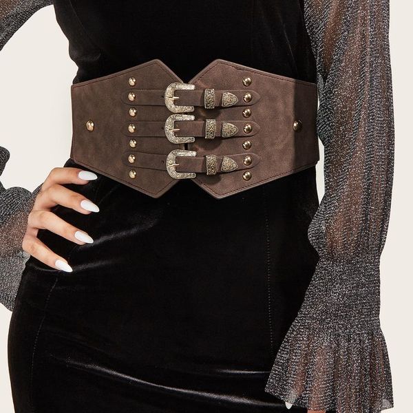 belts 2021 brown leather alloy rivets fashion simple and versatile women's waist elastic belt, Black;brown
belts 2021 brown leather alloy rivets fashion simple and versatile women's waist elastic belt, Black;brown