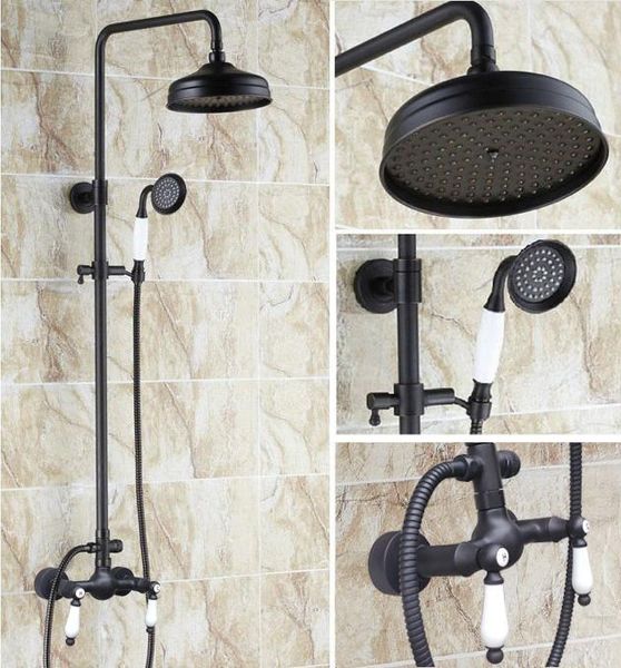 black oil rubbed bronze bathroom rainfall shower faucet 8" inch round head set mixer tap twin ceramic handle ars478 sets
black oil rubbed bronze bathroom rainfall shower faucet 8" inch round head set mixer tap twin ceramic handle ars478 sets