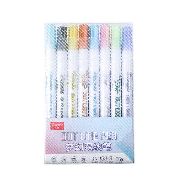 8pcs/set double lines contour color art pens markers pen out line highlighter scrapbooking diary graffiti poster card highlighters, Black;red
8pcs/set double lines contour color art pens markers pen out line highlighter scrapbooking diary graffiti poster card highlighters, Black;red
