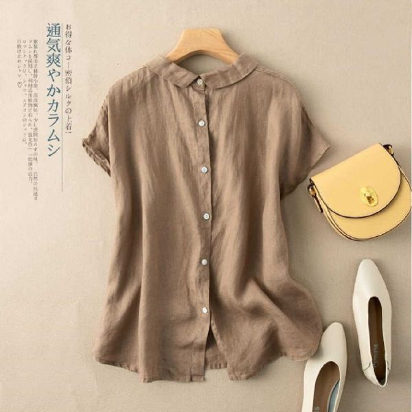 women's blouses & shirts women summer short sleeve female japan style lapel shirt cotton linen literary retro blouse li0b, White
women's blouses & shirts women summer short sleeve female japan style lapel shirt cotton linen literary retro blouse li0b, White