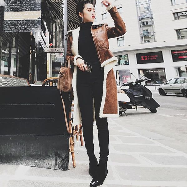 women's leather & faux pu winter irregular fleece coats long sleeve zipper stand collar lamb wool thick women fur coat overcoats, Black
women's leather & faux pu winter irregular fleece coats long sleeve zipper stand collar lamb wool thick women fur coat overcoats, Black