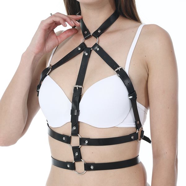 leather harness women erotic lingerie fetish chest harness harajuku suspenders garter stockings bra bondage gothic, Black;white
leather harness women erotic lingerie fetish chest harness harajuku suspenders garter stockings bra bondage gothic, Black;white
