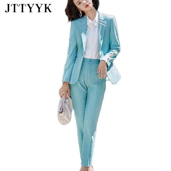 women's two piece pants blue blazer oversize casual office suit autumn winter 2021 women korean fashion pink pant elegant business, White 
women's two piece pants blue blazer oversize casual office suit autumn winter 2021 women korean fashion pink pant elegant business, White
