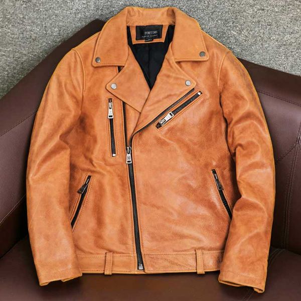 men's leather & faux men genuine jacket 100% natural real cowhide coat slim fit fashion biker motorcycle zipper clothing male outerwear, Black
men's leather & faux men genuine jacket 100% natural real cowhide coat slim fit fashion biker motorcycle zipper clothing male outerwear, Black