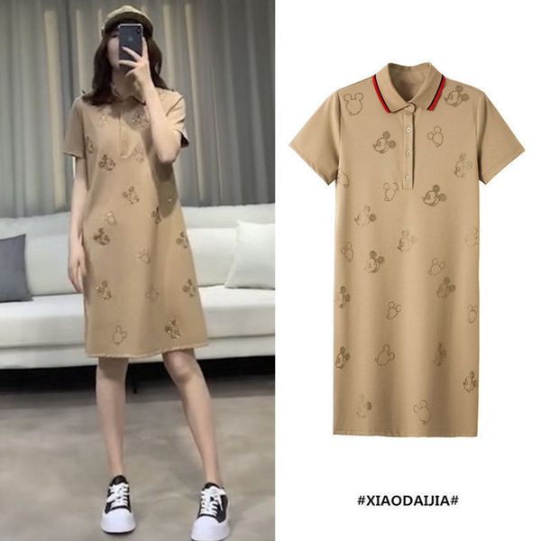 loose size short sleeve polo collar dress with drill for women's summer mid long slim covered a-line skirt, Black;gray
loose size short sleeve polo collar dress with drill for women's summer mid long slim covered a-line skirt, Black;gray