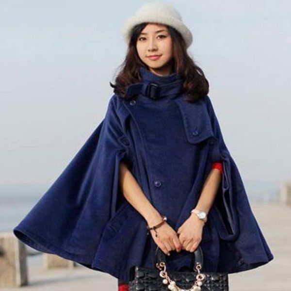 women's wool & blends woolen cloak coat bat sleeves shawl plus size, Black 
women's wool & blends woolen cloak coat bat sleeves shawl plus size, Black