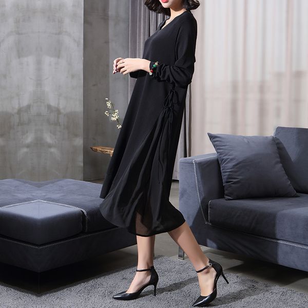 dress autumn s v-neck slim fit broad a-line temperament black knitted long-sleeved dresses women clothing, Black;gray
dress autumn s v-neck slim fit broad a-line temperament black knitted long-sleeved dresses women clothing, Black;gray