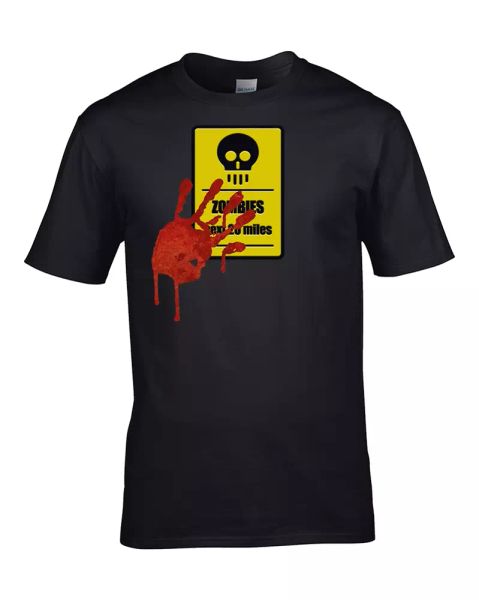 zombie road sign - walking dead creepy horror halloween mens t shirt, White;black