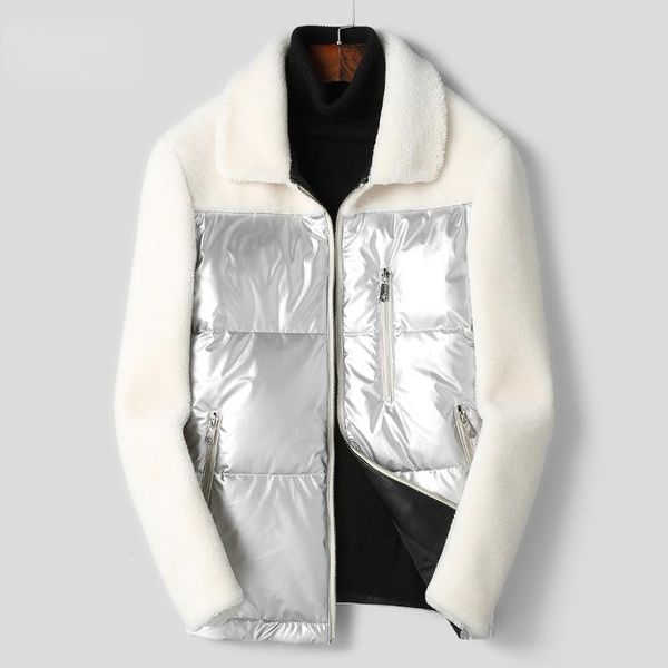 men's leather & faux winter real sheep shearing jacket fur coat male warm white duck down coats casual clothes jaqueta masculina sqq904, Black
men's leather & faux winter real sheep shearing jacket fur coat male warm white duck down coats casual clothes jaqueta masculina sqq904, Black