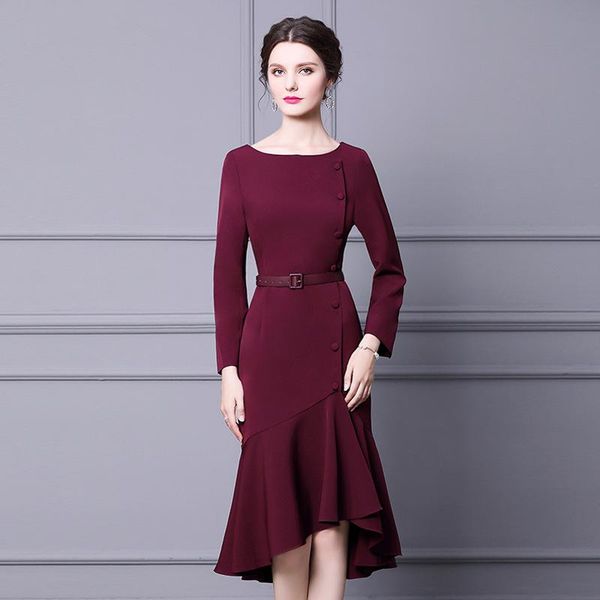 fishtail dress the autumn and winter temperament draw back thin casual dresses, Black;gray
fishtail dress the autumn and winter temperament draw back thin casual dresses, Black;gray