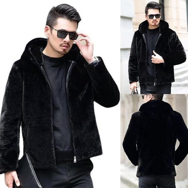men's wool & blends casual fashion men faux fur hooded coat parka jacket furry warm zip up overcoat winter outerwear, Black
men's wool & blends casual fashion men faux fur hooded coat parka jacket furry warm zip up overcoat winter outerwear, Black