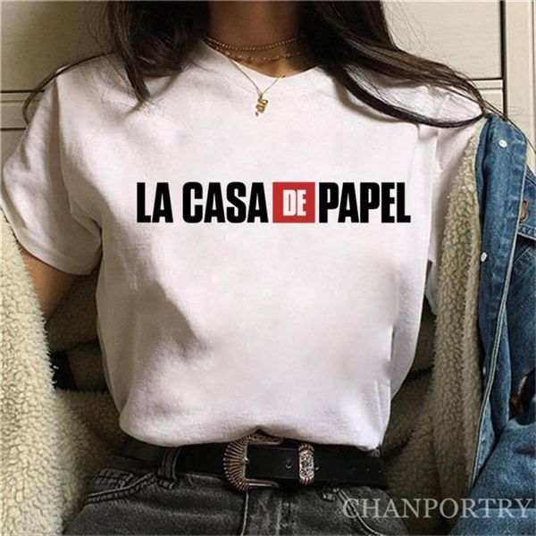 fashion money heist casa de womens t shirts papel letter funny tee female summer clothes, White
fashion money heist casa de womens t shirts papel letter funny tee female summer clothes, White