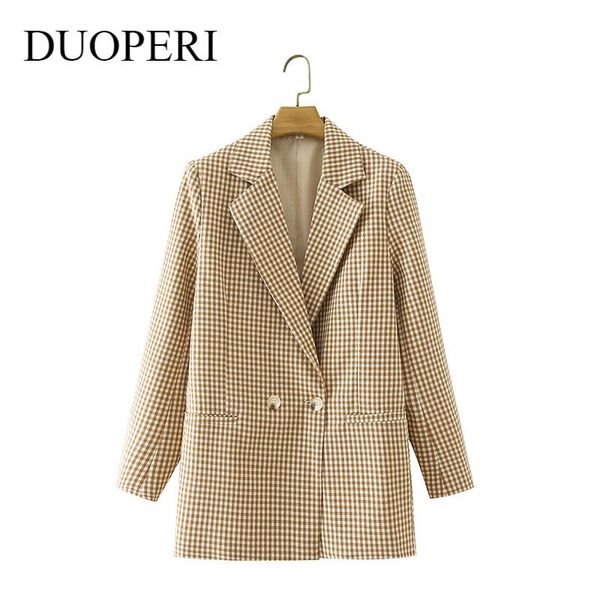 women's suits & blazers duoperi 2021 women fashion double breasted plaid blazer with pockets long sleeve notched neck vintage female co, White;black
women's suits & blazers duoperi 2021 women fashion double breasted plaid blazer with pockets long sleeve notched neck vintage female co, White;black