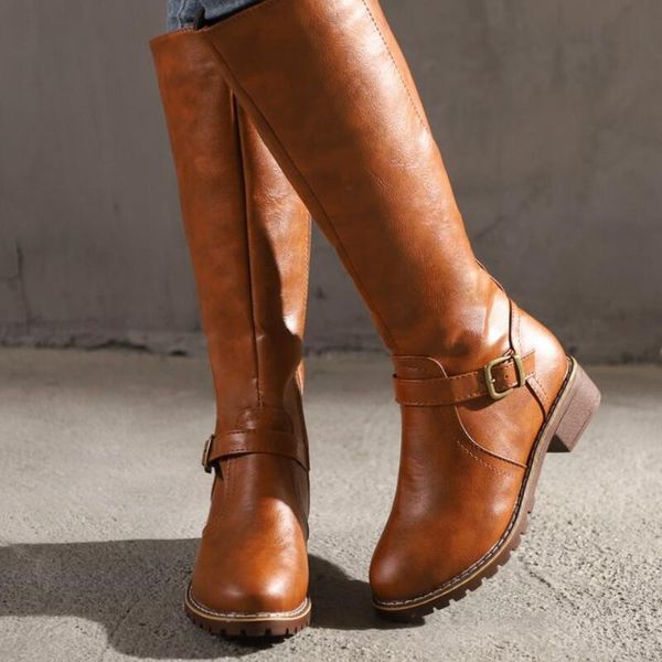 boots fashion buckle knee-high western round toe low heel warm snow women non-slip female shoes size 35-43, Black
boots fashion buckle knee-high western round toe low heel warm snow women non-slip female shoes size 35-43, Black