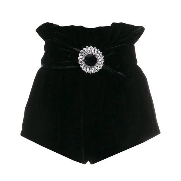 women's shorts retro luxury rhinestone belt high waist gold velvet women casual wide-leg brand design clothes black hry5, White;black
women's shorts retro luxury rhinestone belt high waist gold velvet women casual wide-leg brand design clothes black hry5, White;black
