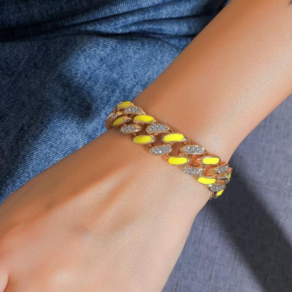 link, chain the two-color oil-drip rhinestones cuban bracelet tide brand thick anklet same style for men and women, Black
link, chain the two-color oil-drip rhinestones cuban bracelet tide brand thick anklet same style for men and women, Black