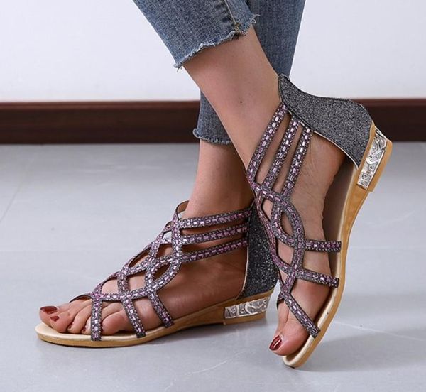 summer shoes woman sandals elastic open toe women crystal ankle strap wedges flat, Black
summer shoes woman sandals elastic open toe women crystal ankle strap wedges flat, Black
