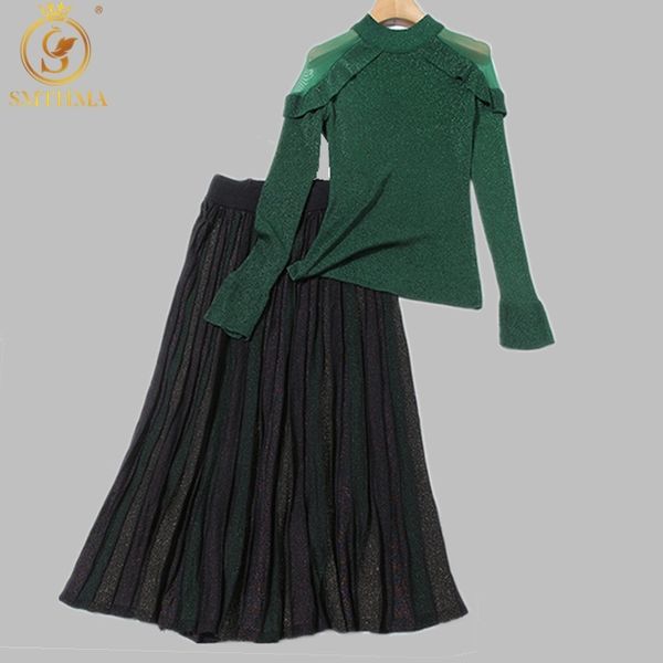 spring 2 pieces skirt suits women mesh patchwork bright silk sweater +high waist vintage office work pleated suit 210520, White
spring 2 pieces skirt suits women mesh patchwork bright silk sweater +high waist vintage office work pleated suit 210520, White