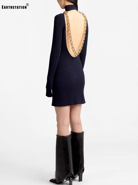 high collar splicing metal chain decoration back hollow elastic tight knitting bag hip dress ladies autumn style personality casual dresses, Black;gray
high collar splicing metal chain decoration back hollow elastic tight knitting bag hip dress ladies autumn style personality casual dresses, Black;gray