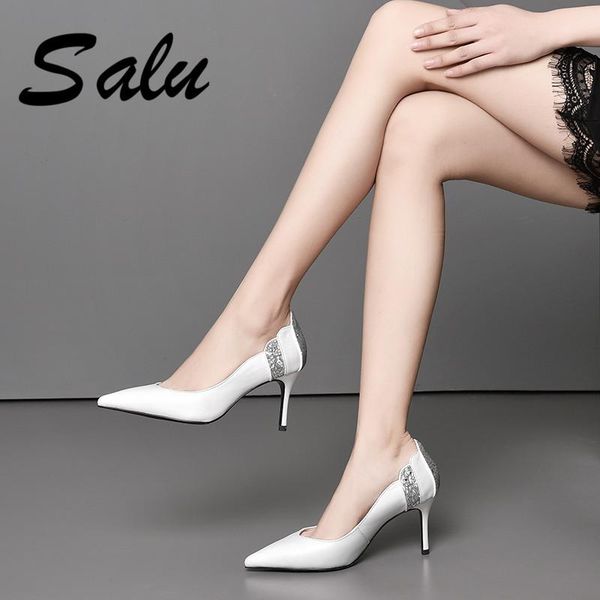 dress shoes salu 2021 mixed color genuine leather women pumps pointed toe spring summer ladies high heels, Black
dress shoes salu 2021 mixed color genuine leather women pumps pointed toe spring summer ladies high heels, Black