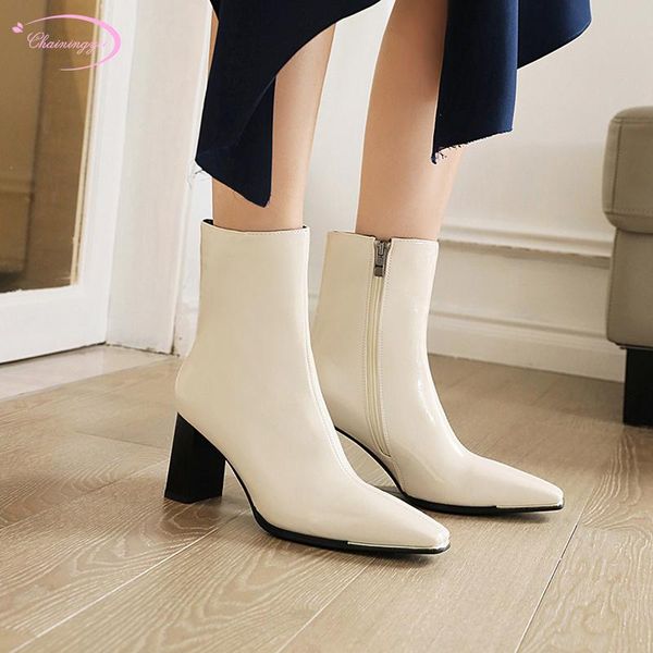 casual style comfortable square toe ankle boots fashion zipper paint black beige high heel thick riding women's shoes
casual style comfortable square toe ankle boots fashion zipper paint black beige high heel thick riding women's shoes