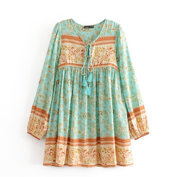 dresses 5 colors women beach floral printed mini v neck long sleeve vintage bohemian spring summer loose casual boho es, Black;gray
dresses 5 colors women beach floral printed mini v neck long sleeve vintage bohemian spring summer loose casual boho es, Black;gray