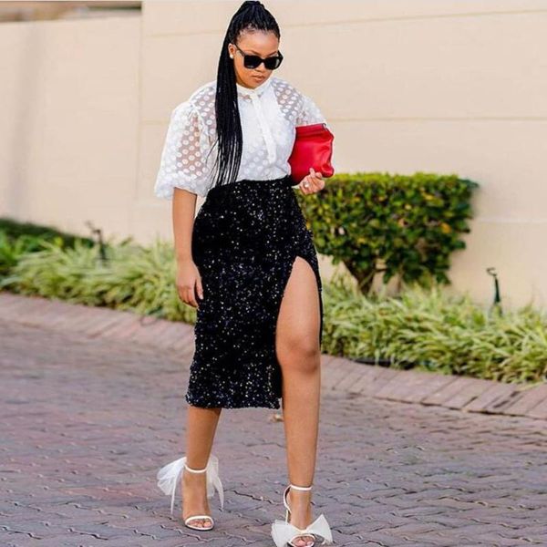 skirts black sheath sequined for women 2021 zipper high side split mid calf skirt female mujer faldas
skirts black sheath sequined for women 2021 zipper high side split mid calf skirt female mujer faldas