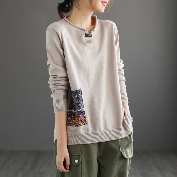 women's sweaters women spring autumn fashion long sleeve pocket vintage patchwork cotton knit sweater female casual pullovers ab53, White;black
women's sweaters women spring autumn fashion long sleeve pocket vintage patchwork cotton knit sweater female casual pullovers ab53, White;black