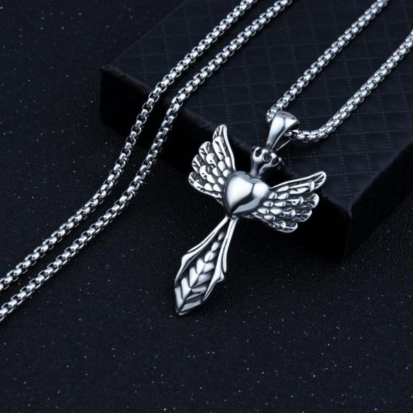 pendant necklaces korean version of the men's ornament retro love angel ins harajuku wind cross creativity necklace, Silver
pendant necklaces korean version of the men's ornament retro love angel ins harajuku wind cross creativity necklace, Silver