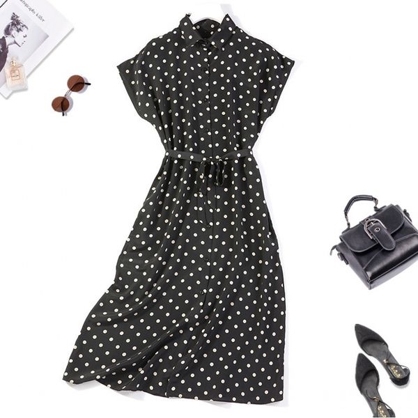 dress women's 100% pure silk black dots long dress cap sleeve collared belt xl jn513, Black;gray
dress women's 100% pure silk black dots long dress cap sleeve collared belt xl jn513, Black;gray