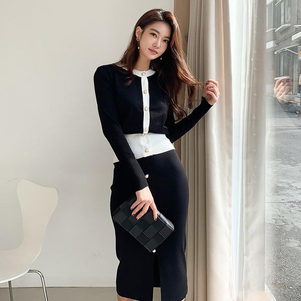 two piece dress hamaliel spring autumn sweater set fashion women black knitted cardigan coat and single breasted midi pencil skirt, White
two piece dress hamaliel spring autumn sweater set fashion women black knitted cardigan coat and single breasted midi pencil skirt, White