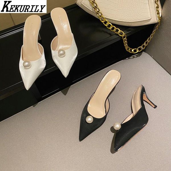 pearl mules women pointed toe slippers fashion shallow slides high heels shoes slip on pumps black white zapatos de mujer
pearl mules women pointed toe slippers fashion shallow slides high heels shoes slip on pumps black white zapatos de mujer