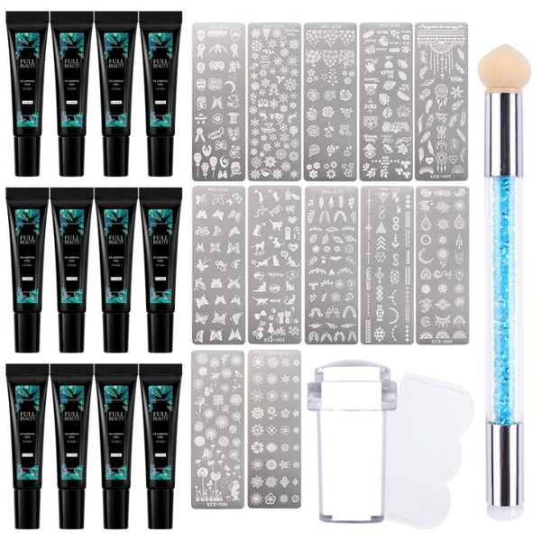 nail art kits 1 set stamping plate gel 12 colors flower leaf snowflake print stencil stamper sponge pen tool ly1813
nail art kits 1 set stamping plate gel 12 colors flower leaf snowflake print stencil stamper sponge pen tool ly1813